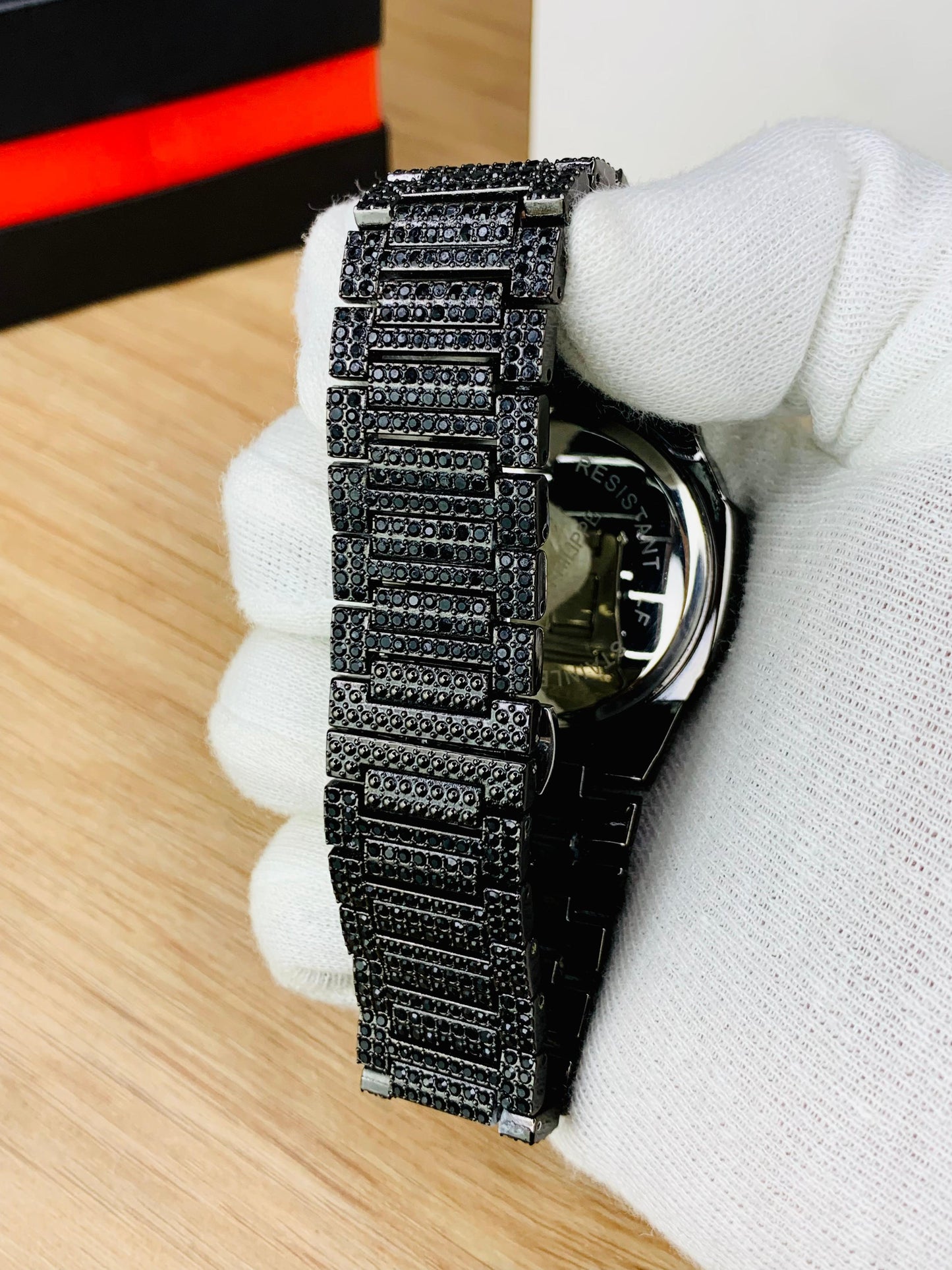 Blacked Iced Out Stain-Less Steel Chain Watch